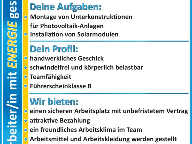 Dachdecker für die PV-Montage (m/w/d)