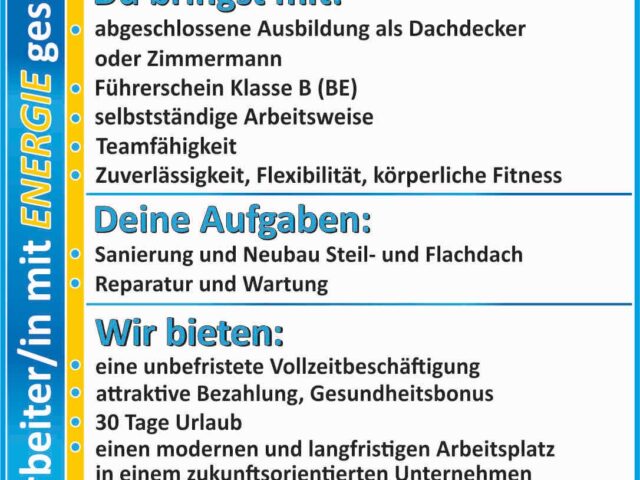 Dachdeckergeselle / Vorarbeiter (m/w/d)